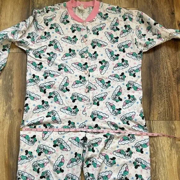 Vintage Disney Mickey Unlimited Pajamas Bodysuit One Piece Sleeping Mickey Small - Picture 11 of 13